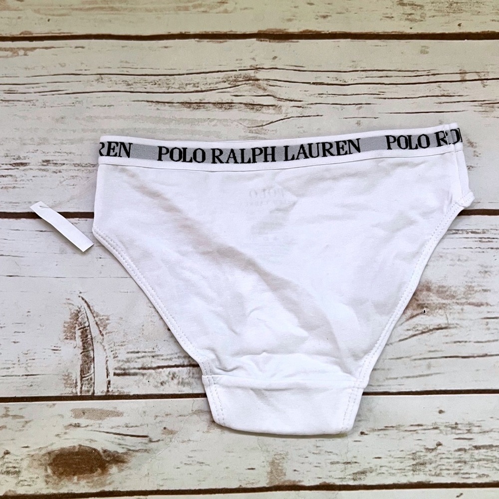 NEW Polo Ralph Lauren Underwear White Elastic Bikini Briefs Girls Size S 8-10 - Picture 4 of 4